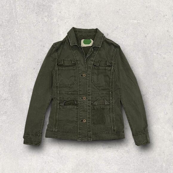 ★ Anthropologie Olive Green Military Style Button-Up Cargo Utility Jacket ★ - Picture 7 of 7